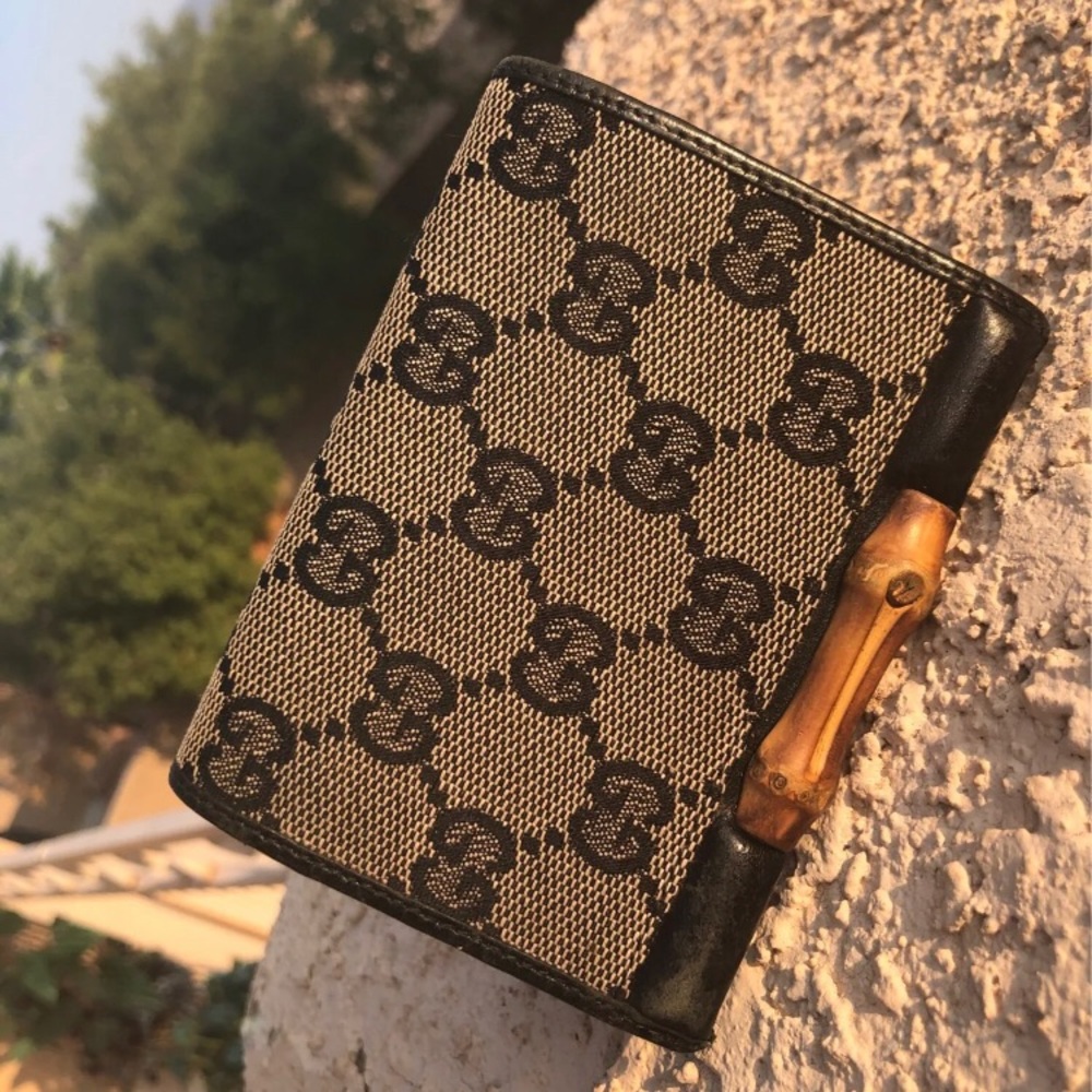 GUCCI BAMBOO GUCCISSIMA CANVAS CARD WALLET